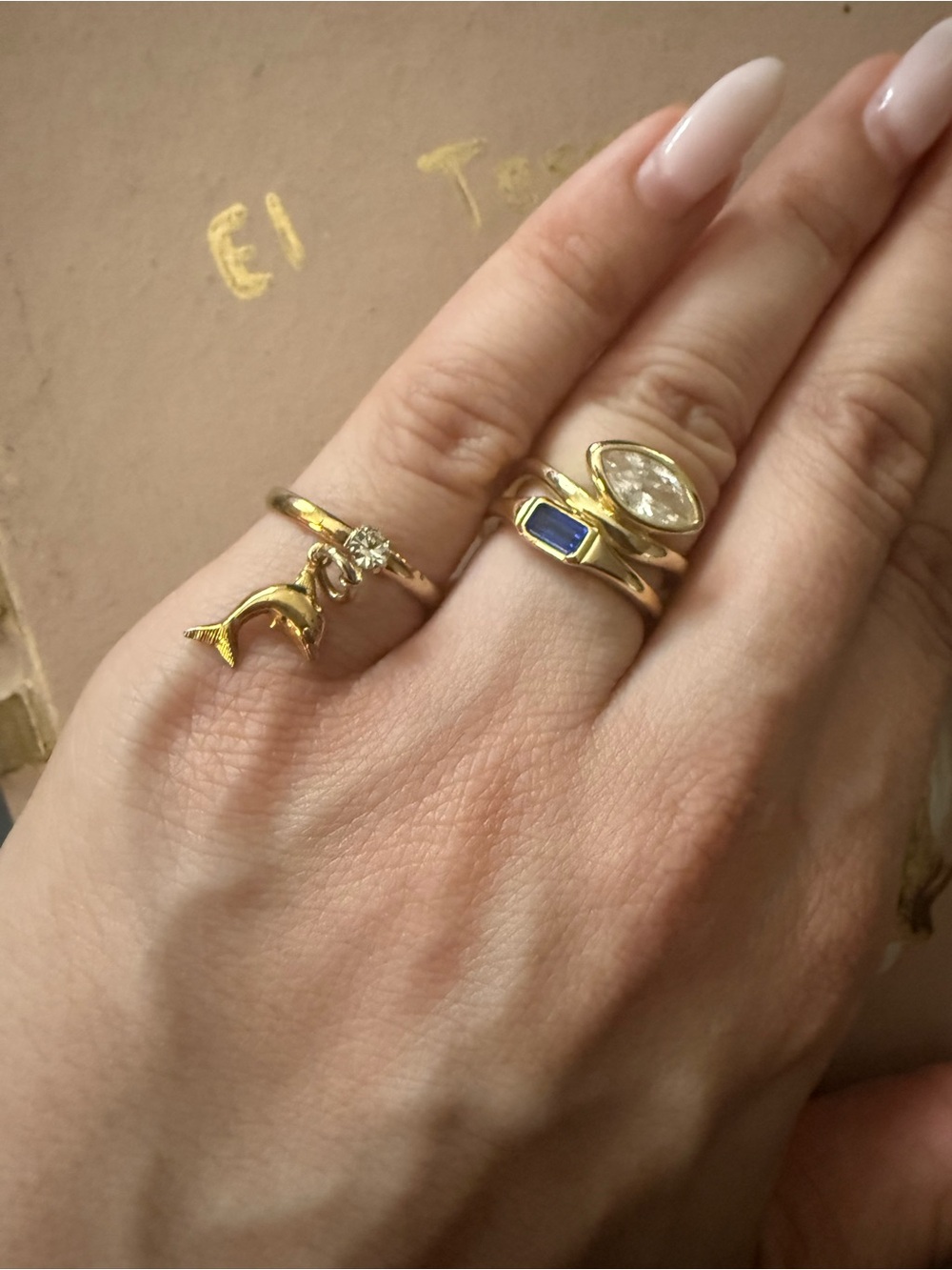 Gold-tone Pinky Ring with Dolphin